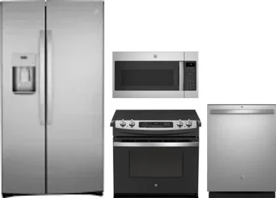 4 Piece Package Includes Refrigerator, Range, Microwave And Dishwasher