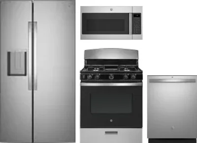 4 Piece Package Includes Refrigerator, Range, Microwave And Dishwasher