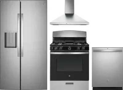 4 Piece Package Includes Refrigerator, Range, Hood And Dishwasher