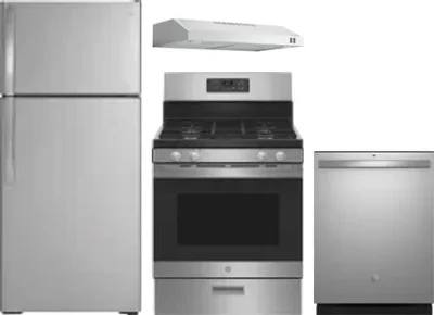 4 Piece Package Includes Refrigerator, Range, Hood And Dishwasher