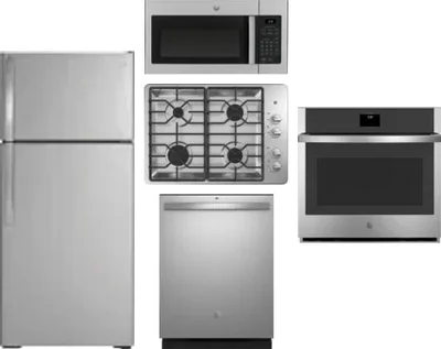 5 Piece Package Includes Refrigerator, Cooktop, Wall Oven, Microwave And Dishwasher