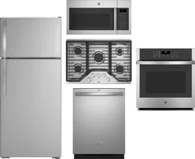 5 Piece Package Includes Refrigerator, Cooktop, Wall Oven, Microwave And Dishwasher