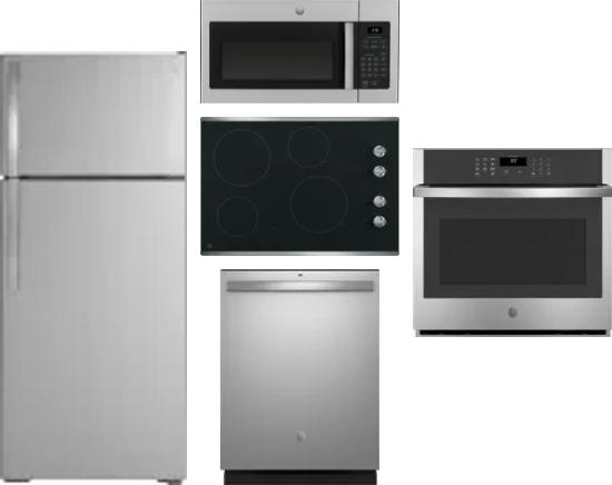 5 Piece Package Includes Refrigerator, Cooktop, Wall Oven, Microwave And Dishwasher