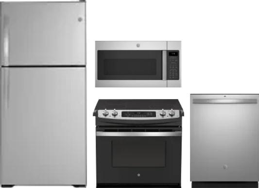 4 Piece Package Includes Refrigerator, Range, Microwave And Dishwasher