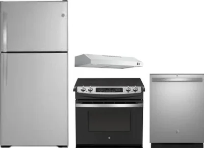 4 Piece Package Includes Refrigerator, Range, Hood And Dishwasher