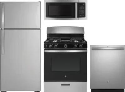 4 Piece Package Includes Refrigerator, Range, Microwave And Dishwasher