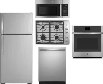 5 Piece Package Includes Refrigerator, Cooktop, Wall Oven, Microwave And Dishwasher