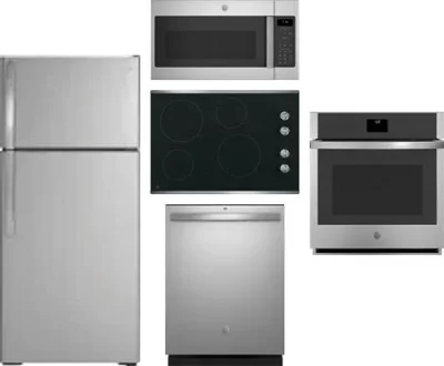 5 Piece Package Includes Refrigerator, Cooktop, Wall Oven, Microwave And Dishwasher