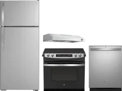 4 Piece Package Includes Refrigerator, Range, Hood And Dishwasher