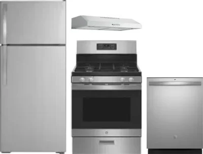 4 Piece Package Includes Refrigerator, Range, Hood And Dishwasher