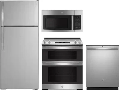 4 Piece Package Includes Refrigerator, Range, Microwave And Dishwasher