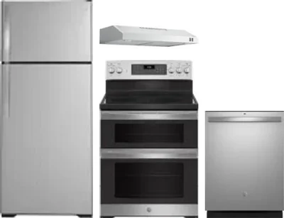 4 Piece Package Includes Refrigerator, Range, Hood And Dishwasher