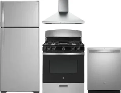 4 Piece Package Includes Refrigerator, Range, Hood And Dishwasher
