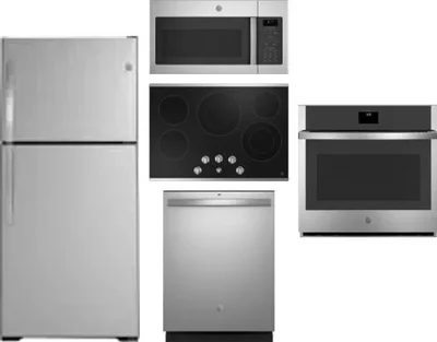 5 Piece Package Includes Refrigerator, Cooktop, Wall Oven, Microwave And Dishwasher