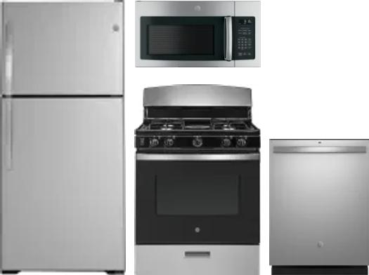 4 Piece Package Includes Refrigerator, Range, Microwave And Dishwasher