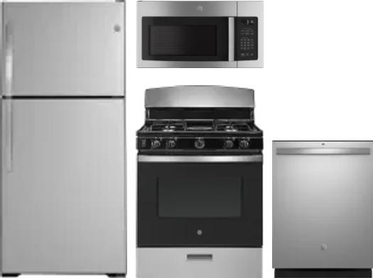 4 Piece Package Includes Refrigerator, Range, Microwave And Dishwasher