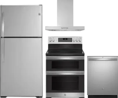 4 Piece Package Includes Refrigerator, Range, Hood And Dishwasher