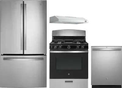 4 Piece Package Includes Refrigerator, Range, Hood And Dishwasher
