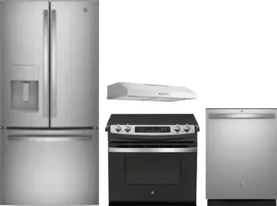 4 Piece Package Includes Refrigerator, Range, Hood And Dishwasher