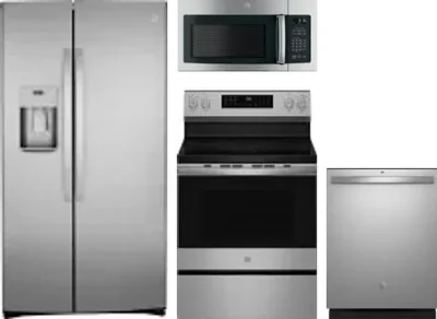 4 Piece Package Includes Refrigerator, Range, Microwave And Dishwasher