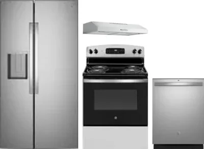 4 Piece Package Includes Refrigerator, Range, Hood And Dishwasher