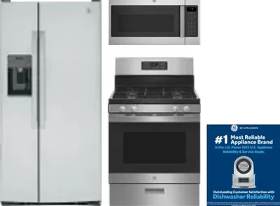4 Piece Package Includes Refrigerator, Range, Microwave And Dishwasher