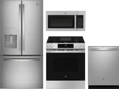 4 Piece Package Includes Refrigerator, Range, Microwave And Dishwasher