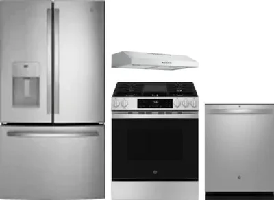 4 Piece Package Includes Refrigerator, Range, Hood And Dishwasher