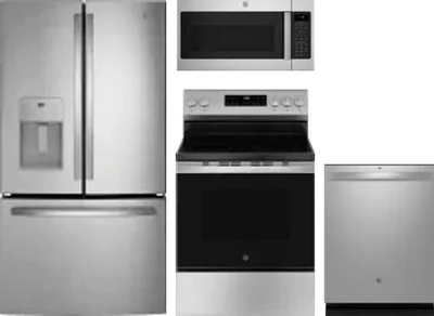 4 Piece Package Includes Refrigerator, Range, Microwave And Dishwasher