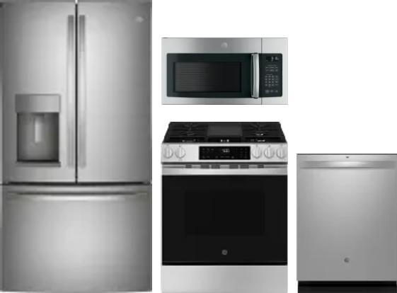4 Piece Package Includes Refrigerator, Range, Microwave And Dishwasher