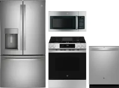 4 Piece Package Includes Refrigerator, Range, Microwave And Dishwasher