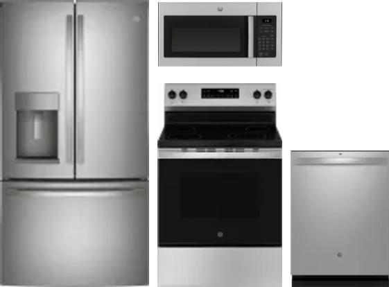 4 Piece Package Includes Refrigerator, Range, Microwave And Dishwasher