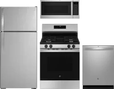 4 Piece Package Includes Refrigerator, Range, Microwave And Dishwasher