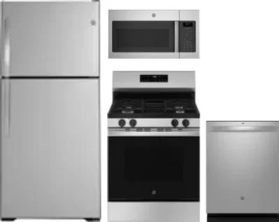 4 Piece Package Includes Refrigerator, Range, Microwave And Dishwasher