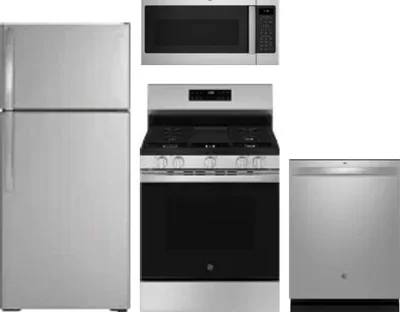 4 Piece Package Includes Refrigerator, Range, Microwave And Dishwasher
