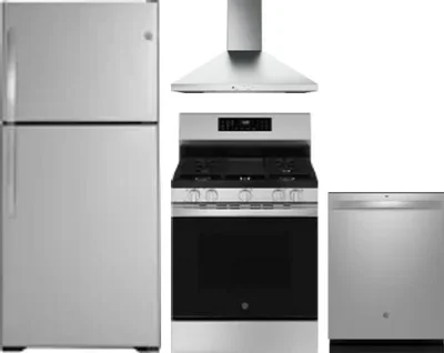 4 Piece Package Includes Refrigerator, Range, Hood And Dishwasher