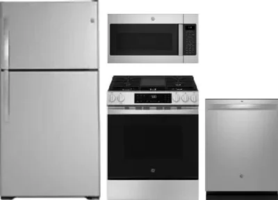4 Piece Package Includes Refrigerator, Range, Microwave And Dishwasher