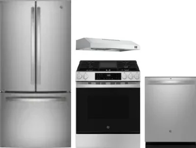 4 Piece Package Includes Refrigerator, Range, Hood And Dishwasher