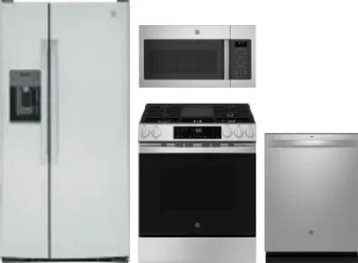 4 Piece Package Includes Refrigerator, Range, Microwave And Dishwasher