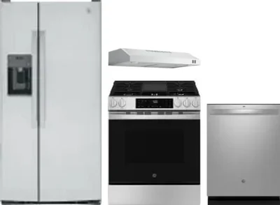 4 Piece Package Includes Refrigerator, Range, Hood And Dishwasher