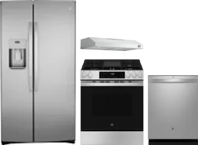 4 Piece Package Includes Refrigerator, Range, Hood And Dishwasher