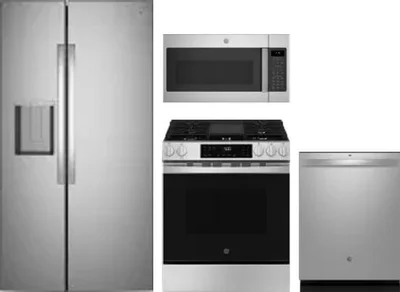 4 Piece Package Includes Refrigerator, Range, Microwave And Dishwasher