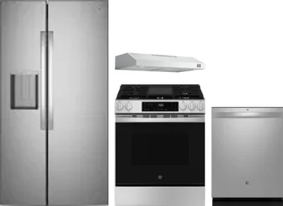 4 Piece Package Includes Refrigerator, Range, Hood And Dishwasher