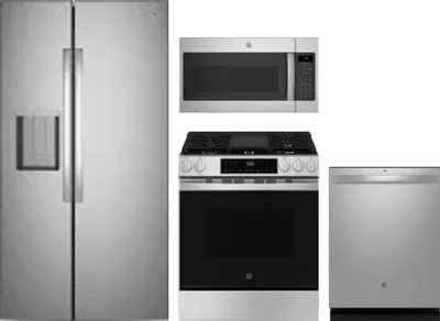 4 Piece Package Includes Refrigerator, Range, Microwave And Dishwasher