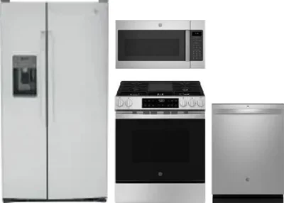 4 Piece Package Includes Refrigerator, Range, Microwave And Dishwasher