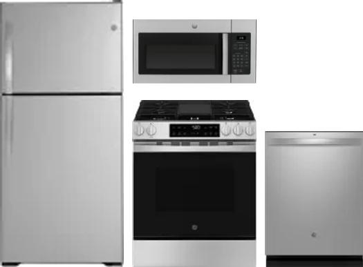 4 Piece Package Includes Refrigerator, Range, Microwave And Dishwasher