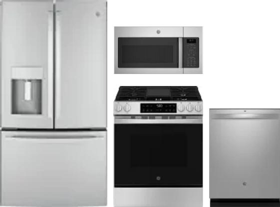 4 Piece Package Includes Refrigerator, Range, Microwave And Dishwasher