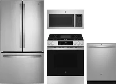 4 Piece Package Includes Refrigerator, Range, Microwave And Dishwasher