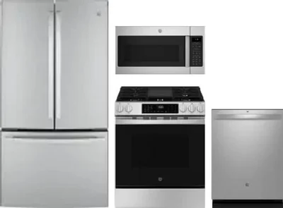 4 Piece Package Includes Refrigerator, Range, Microwave And Dishwasher