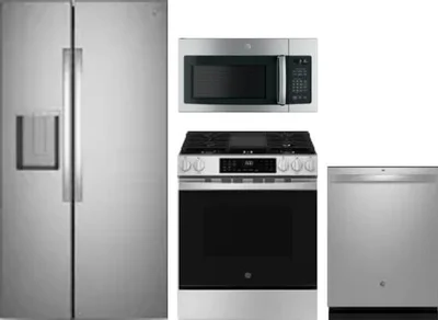 4 Piece Package Includes Refrigerator, Range, Microwave And Dishwasher